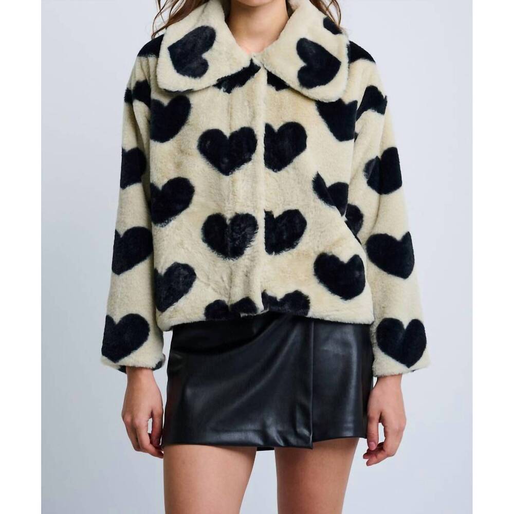 NEW LISA TODD love shag faux fur jacket in black cream
